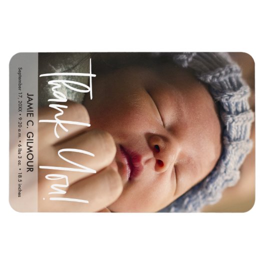 スクリプモダントベビー写真の生誕発表 マグネット (横)