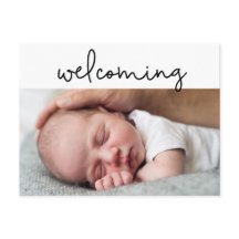 スクリプモダントベビー写真の生誕通知カード