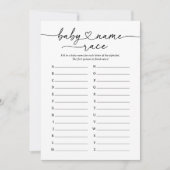 スクリプモダントベビー名レースベビーシャワーゲーム 招待状 (正面)