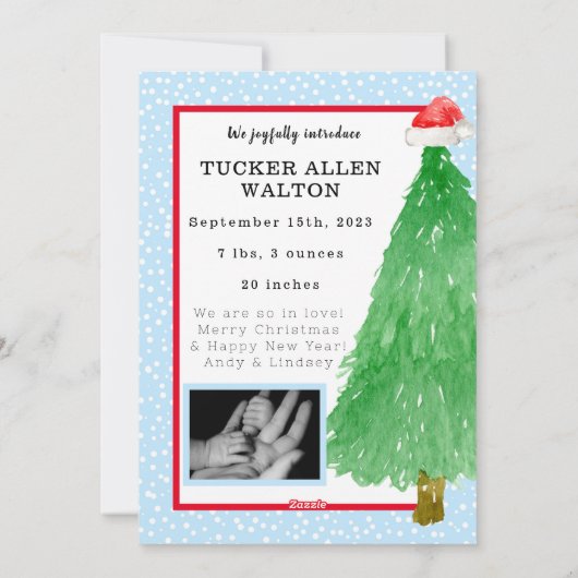 スクリプモダントベビー告知クリスマスフォト シーズンカード (裏面)