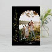 スクリプモダントホイルアーチフォトファミリーホリデーカード 箔シーズンカード (立ち正面)