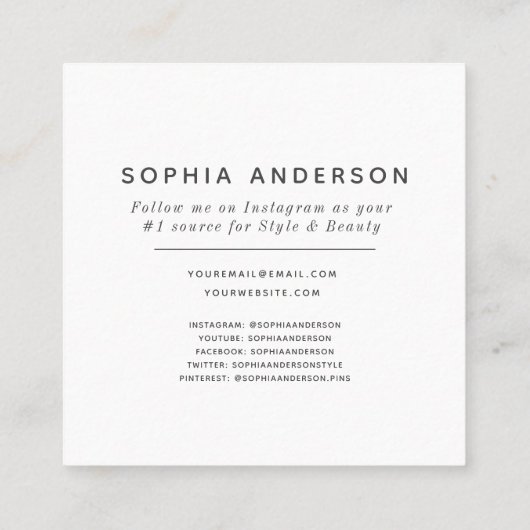 スクリプモダントミニマルシンプルフォトソーシャルメディア コーリングカード (裏面)