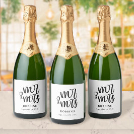 スクリプモダントミニマルタイポグラフィ結婚の スパークリングワインラベル