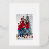 スクリプモダントミニマルタイポグラフィ1写真クリスマス 箔シーズンカード (正面)