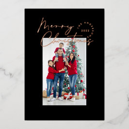 スクリプモダントミニマルタイポグラフィ1写真クリスマス 箔シーズンカード