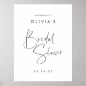 スクリプモダントミニマルブライダルシャワーのウェルカムサイン ポスター (正面)