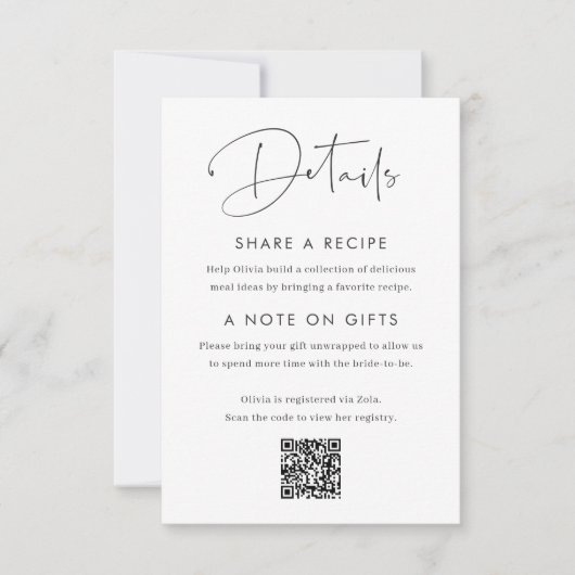 スクリプモダントミニマルブライダルシャワーエンクロージャカード 招待状 (正面)