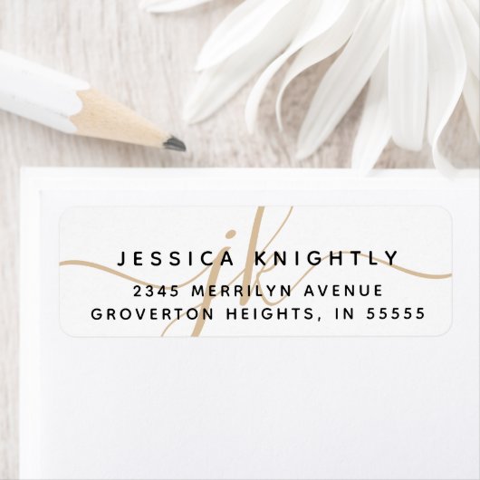 スクリプモダントミニマル金ゴールドモノグラムイニシャルラベル ラベル (インサイチュ)