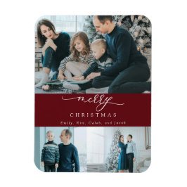 スクリプモダントミニマル3写真メリークリスマスレッド マグネット