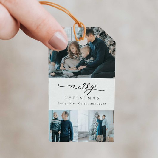スクリプモダントミニマル3写真メリークリスマス ギフトタグ