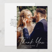 スクリプモダントミニマル・シック・フォト結婚ズ サンキューカード (正面/裏面)