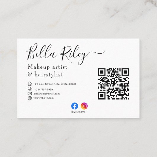 スクリプモダントメイクアップアーティスト&ヘアスタイリストQRコード 名刺 (裏面)
