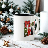 スクリプモダントメリーと明るいクリスマカラフルス ツートーンマグカップ