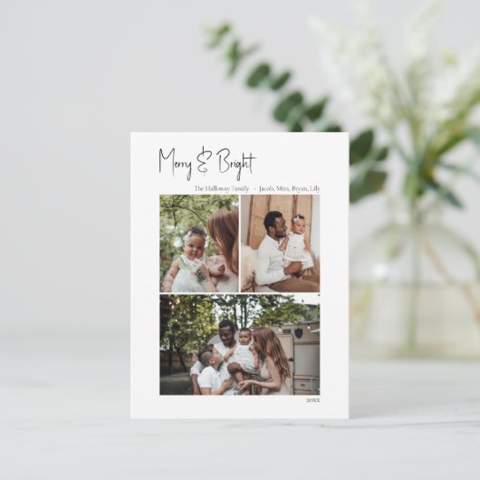 スクリプモダントメリーと明るい垂直3枚の写真 シーズンポストカード (スタンド正面)