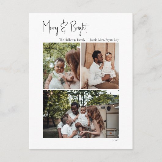 スクリプモダントメリーと明るい垂直3枚の写真 シーズンポストカード (正面)