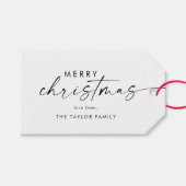 スクリプモダントメリークリスマスファミリーホリデー ギフトタグ (正面(横))