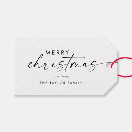 スクリプモダントメリークリスマスファミリーホリデー ギフトタグ (正面(横))