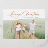 スクリプモダントメリークリスマスフォトホリデー 箔招待状 (正面)