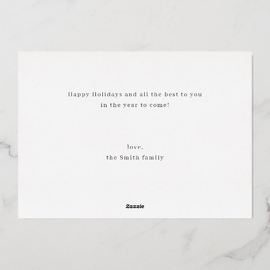 スクリプモダントメリークリスマスフォトホリデー 箔招待状 (裏面)