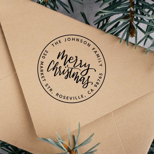 スクリプモダントメリークリスマスラウンド差出人住所 セルフインキングスタンプ