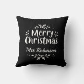 スクリプモダントメリークリスマス名前をカスタムするファミリー クッション (裏面)