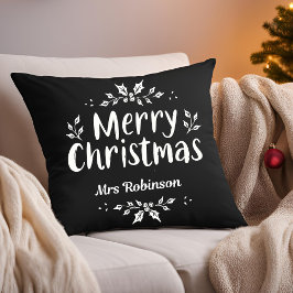 スクリプモダントメリークリスマス名前をカスタムするファミリー クッション