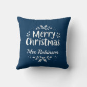 スクリプモダントメリークリスマス名前をカスタムするファミリー クッション (裏面)