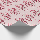 スクリプモダントメリークリスマス赤面ピンク ラッピングペーパー (角)