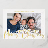 スクリプモダントメリー・クリスマス写真金ゴールド 箔シーズンカード (正面)