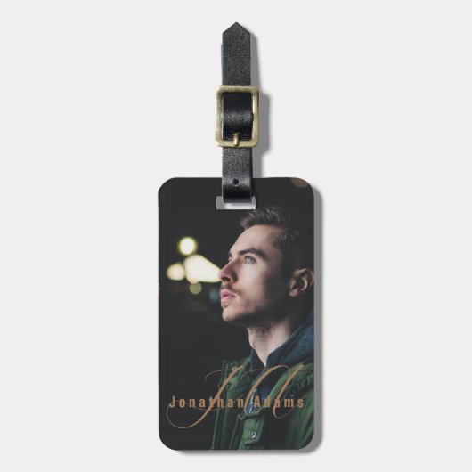 スクリプモダントモノグラムのフルフォト ラゲッジタグ (正面縦)