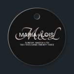 スクリプモダントモノグラムのブラック赤面ピ結婚ンク フェイバータグ<br><div class="desc">結婚式の引き出物ラベルエレガントとスクリプモダントのデザインラベル</div>