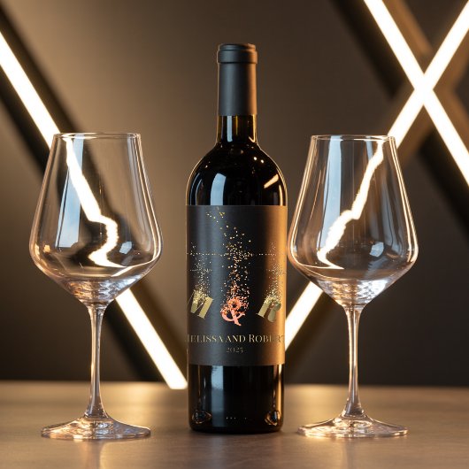 スクリプモダントモノグラムイニシャルシエレガントックトレンディー ワインラベル