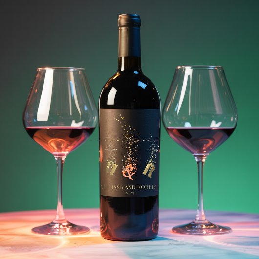 スクリプモダントモノグラムイニシャルシエレガントックトレンディー ワインラベル