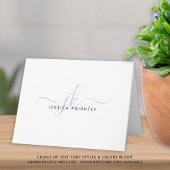 スクリプモダントモノグラムイニシャルミニマルネイビーブルー ノートカード