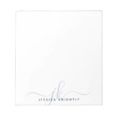 スクリプモダントモノグラムイニシャルミニマルネイビーブルー ノートパッド (正面)