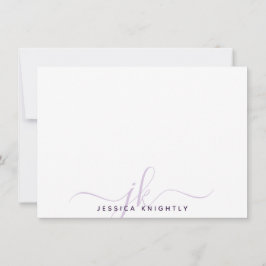 スクリプモダントモノグラムイニシャルミニマル紫 ノートカード