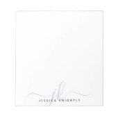 スクリプモダントモノグラムイニシャルミニマル紫 ノートパッド (正面)