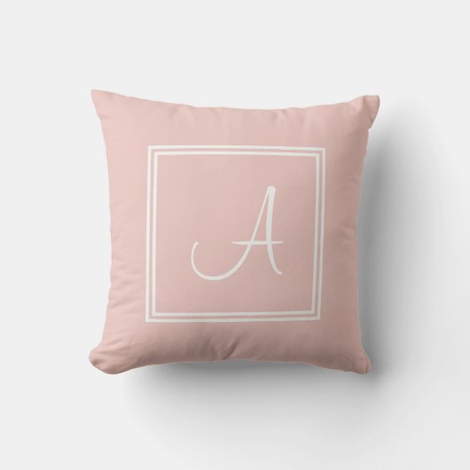 スクリプモダントモノグラムエレガント赤面ピンクテンプレート クッション (正面)