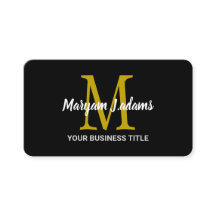 スクリプモダントモノグラム（QRコード）シックなブラック金ゴールド