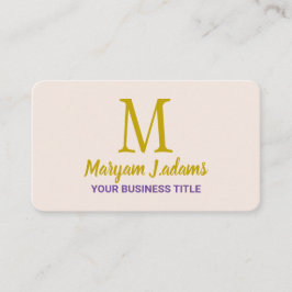 スクリプモダントモノグラム（QRコード）シック赤面ピンク 名刺