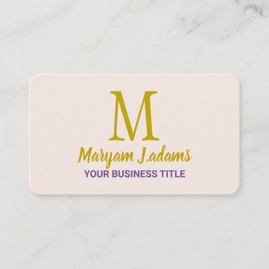 スクリプモダントモノグラム(QRコード)シック赤面ピンク 名刺 (正面)