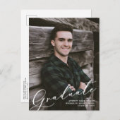 スクリプモダントユニーク・オーバーレイ2枚の写真卒業 案内ポストカード (正面/裏面)