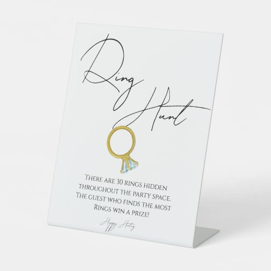 スクリプモダントリング狩りブライダルシャワーゲームのサイン 台座サイン (正面)