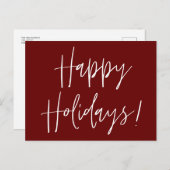 スクリプモダントレッドハッピーホリデーズクリスマス シーズンポストカード (正面/裏面)