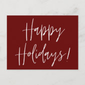 スクリプモダントレッドハッピーホリデーズクリスマス シーズンポストカード (正面)