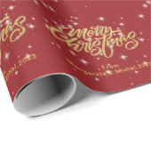 スクリプモダントレッドメリークリスマスカスタム ラッピングペーパー (ロールコーナー)