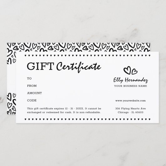 スクリプモダントロゴハートブラックギフト証明書 (正面/裏面)