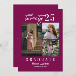 スクリプモダントワイン3フォトコラージュ卒業 案内状