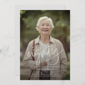 スクリプモダント写ミニマル真80誕生日 招待状 (正面/裏面)