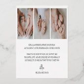 スクリプモダント写真ありがとうお誕生日発表 箔招待状 (裏面)